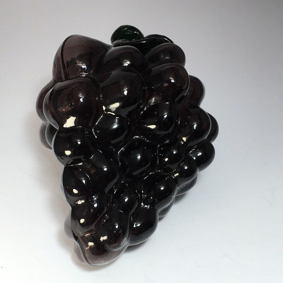 Vintage Glass Grapes Cluster Purple Green  MCM Retro Home Decor  6" long - Picture 3 of 9
